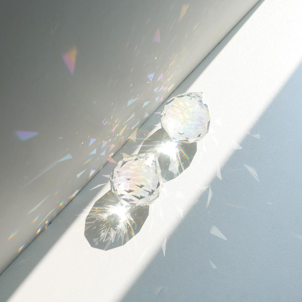 20 Pcs 20mm Clear Crystal Prism Pendant Hanging Crystal Feng Shui Ball Prism Pendant Suncatcher Ball for Wedding