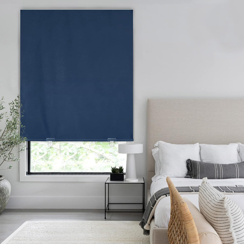 100% Blackout Roller Shades, No Tools No Drill Cordless Blinds for Windows, Thermal Insulated UV Protection Privacy