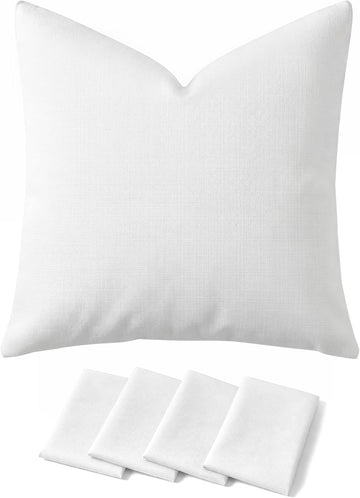 Throw Pillow Covers 18 x 18 Inch Set of 4, Covers Only No Insert, Faux Linen Decorative Square Pillowcases