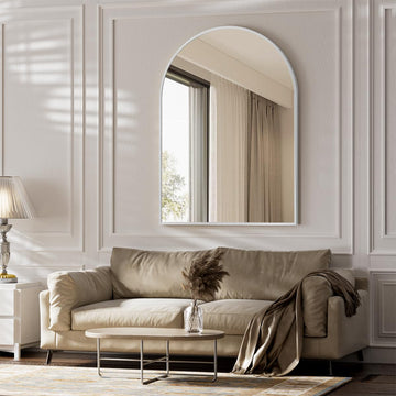 30"x40" Arch Bathroom Wall Mirror, Silver