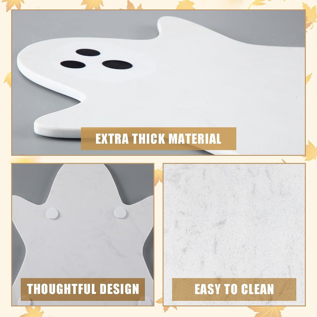 Halloween Ghost Marble Cheese Board with 4 Ghost Coasters Set Charcuterie Cutting Tray Halloween Marble Serving