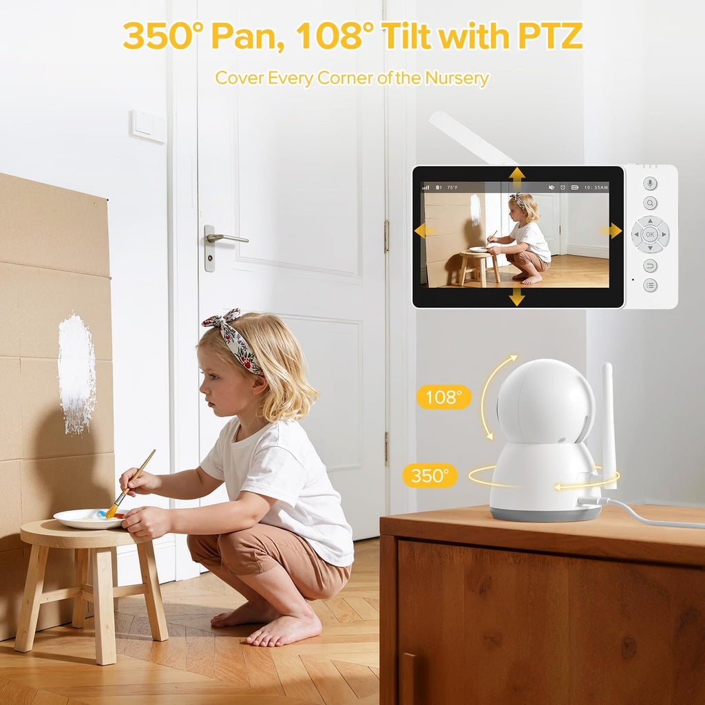 Monitor 1300ft Range, 1080P HD, Pan-Tilt-Zoom, No WiFi, NO app