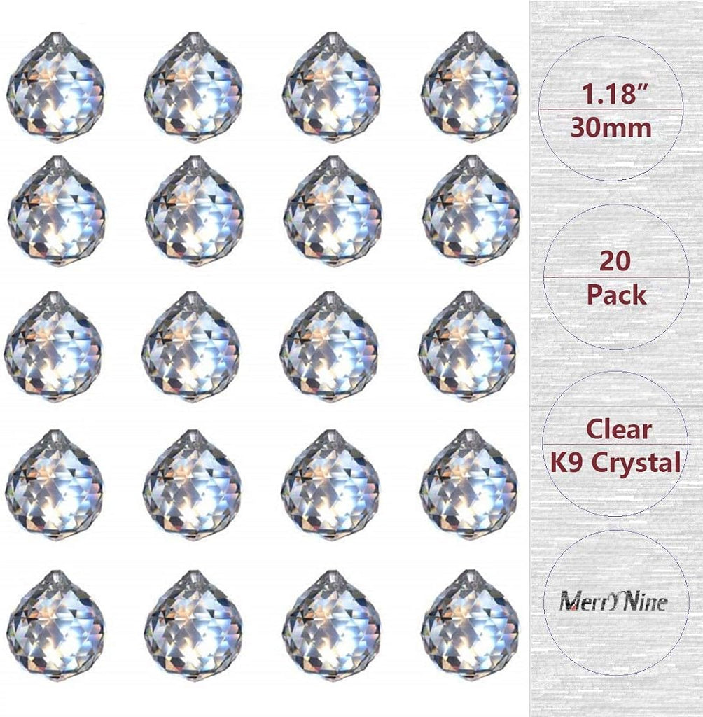 20pcs 30mm and 10 pcs 40mm Clear Crystal Prism Balls Sunshine Catcher Rainbow Pendants Maker