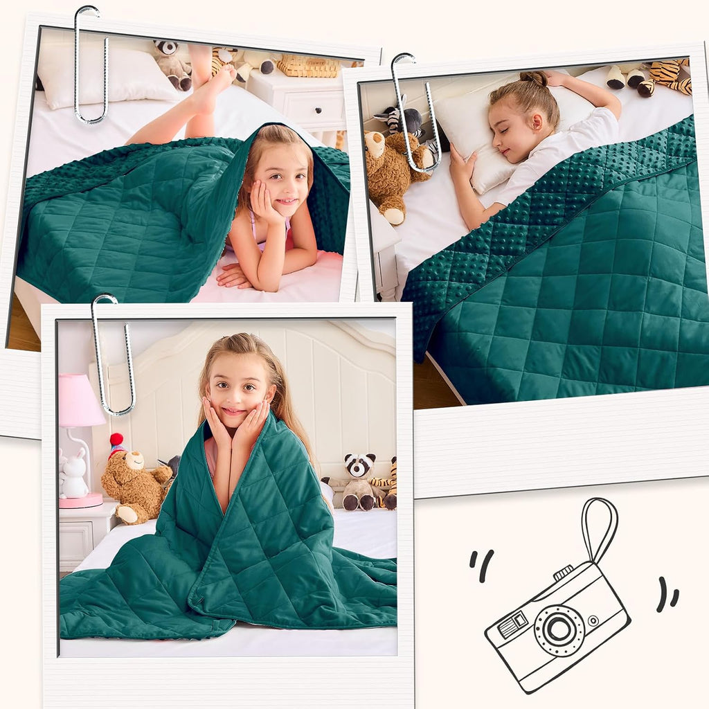 Green Weighted Blanket 10lbs, 40"x60", Breathable Twin Size Cooling Minky Heavy Throw Blanket for 80-120lbs, Soft