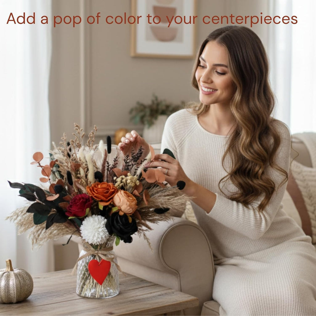 Fall Dried & Artificial Floral Centerpieces For Tables, Thanksgiving Decor - Set of 100