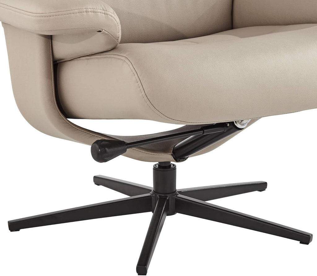 Modern Reclining Swivel Lounge Chair and Ottoman — Faux Leather