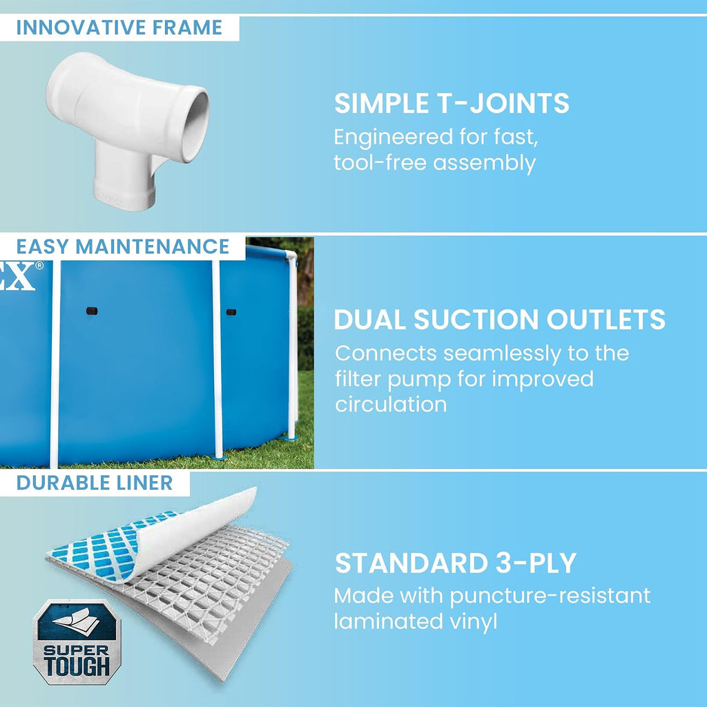 28241EH Metal Frame Above Ground Swimming Pool Set: 15ft x 48in - Includes 1000 GPH Cartridge Filter Pump - Removable