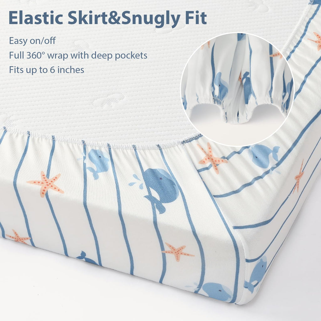 Pack and Play Sheets Fitted, Mini Crib Sheets Boy 38" x 26" 3-Pack