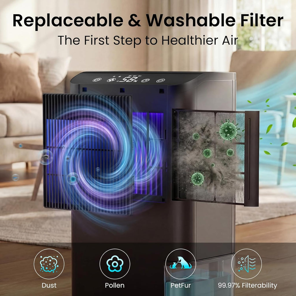 Dehumidifier, Dehumidifier for Basement with Drain Hose/Humidity Display/85 OZ Water Tank/Auto Shut Off/Washable