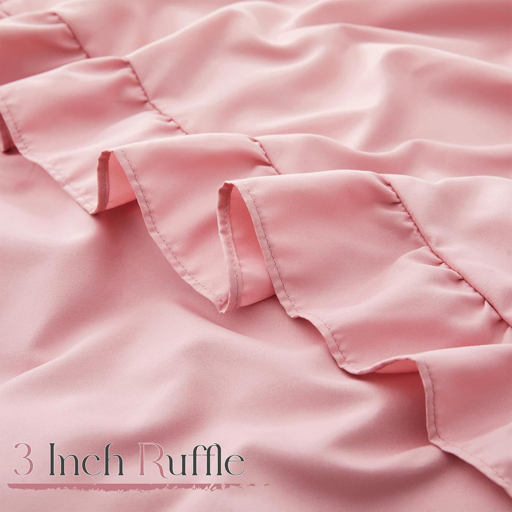 2 Pack Pink Ruffle Euro Shams 26" x 26" Ruffle Square Pillow Covers Ultra Soft Microfiber Ruffled Fringe Pillow Shams