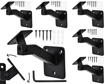 6 Pack Handrail Brackets for Indoor Stairs, Heavy Duty Hardware Support Stair Railing Bracket for Stairways, with