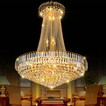 Luxury Crystal Chandelier, 24 Inch Empire Style Gold Chandelier with 8 Lights K9 Crystal Ball Raindrop Pendant