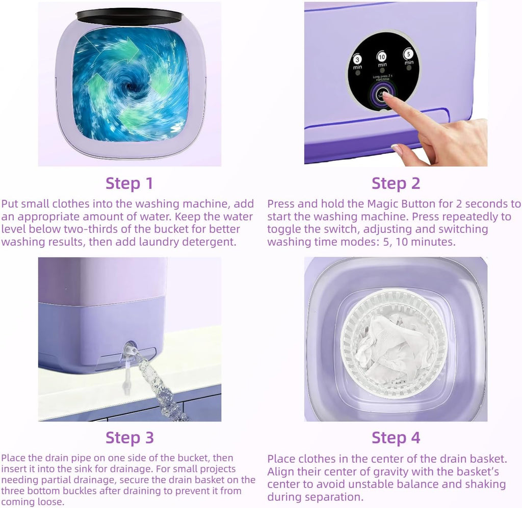 Portable Washing Machine,Mini Washer,16L Upgrade Mini Laundry Machine with Spin Basket,Deep Clean Baby Clothes