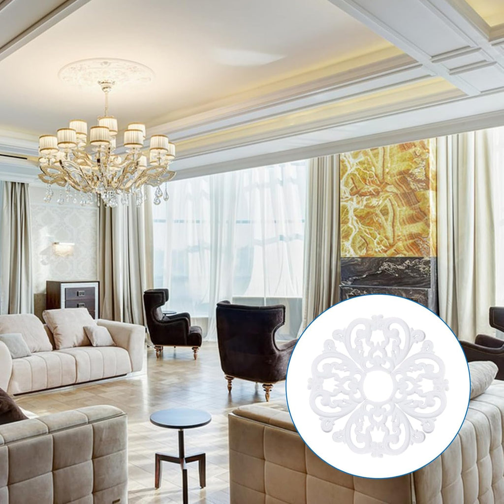 1PCS PU Ceiling Medallion Decorative Ceiling Fan Medallion White Round Home Lighting Living Room Aisle Ceiling