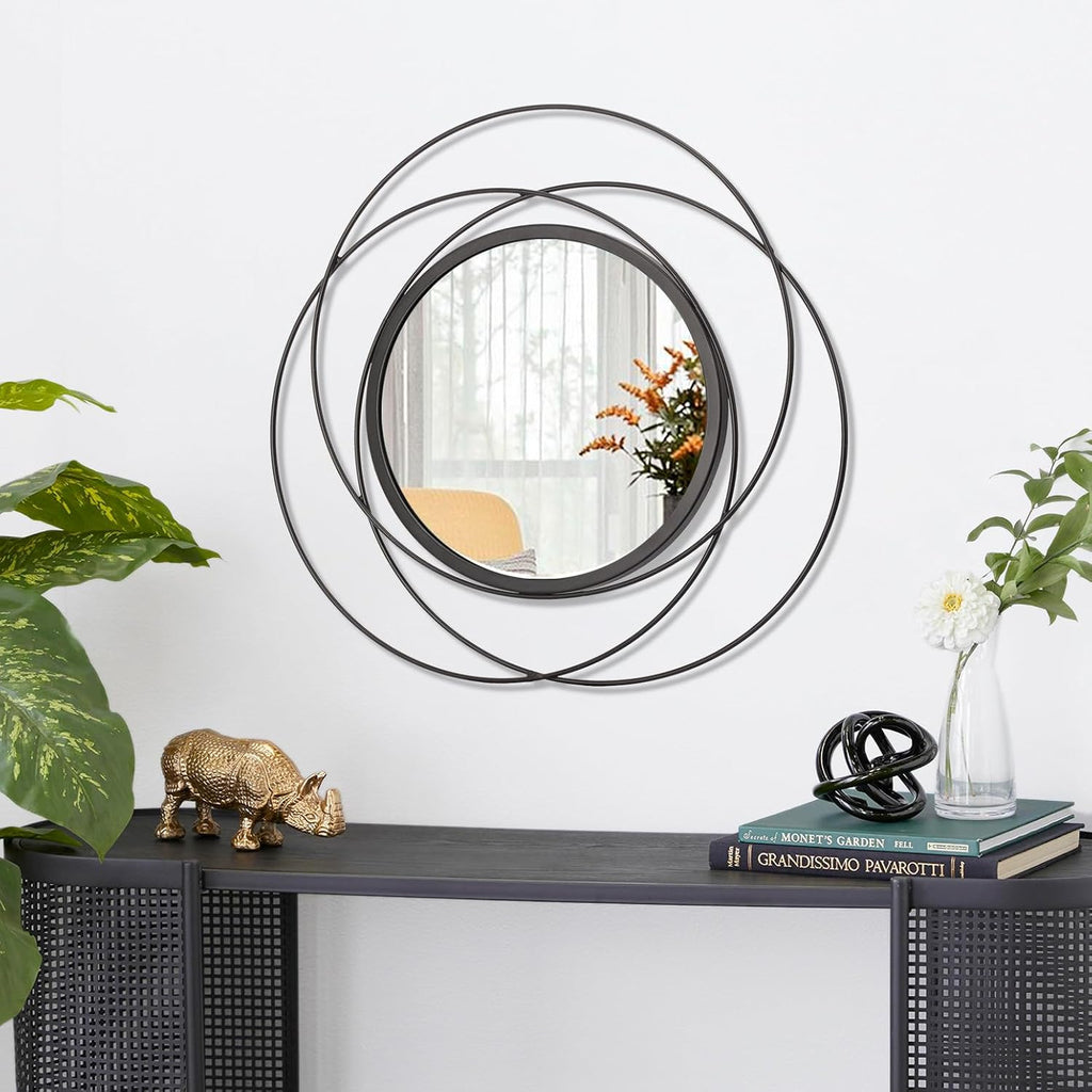 Black Circle Mirror Wall Decorative Metal Wall Mirror, Art Small Round Wall Home Mirror, Decor Living Room Bedroom