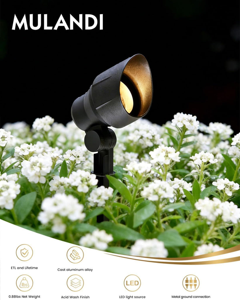 Low Voltage Landscape Spotlights 20W 12V LED Outdoor Lighting, 3000K Warm White, Adjustable Die-Cast Aluminum Lights