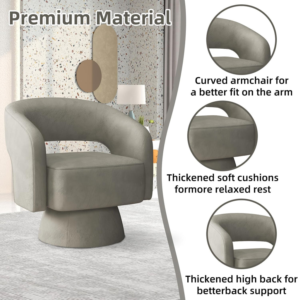 Swivel Barrel Chair Set of 2, Swivel Accent Chair with Thickened Soft Cushion, Modern Chair with Velvet, Comfy Round