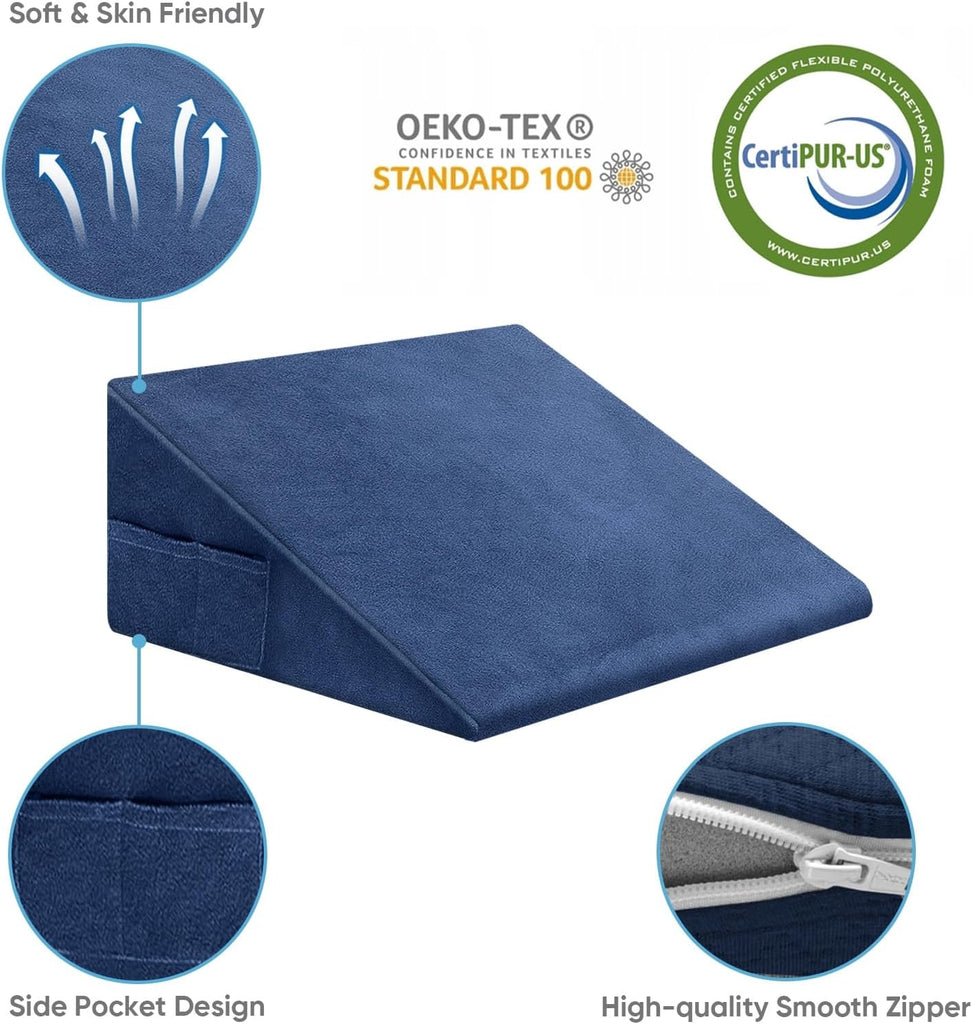Wedge Pillow for Sleep Apnea, 10-Inch Memory Foam Top, Black
