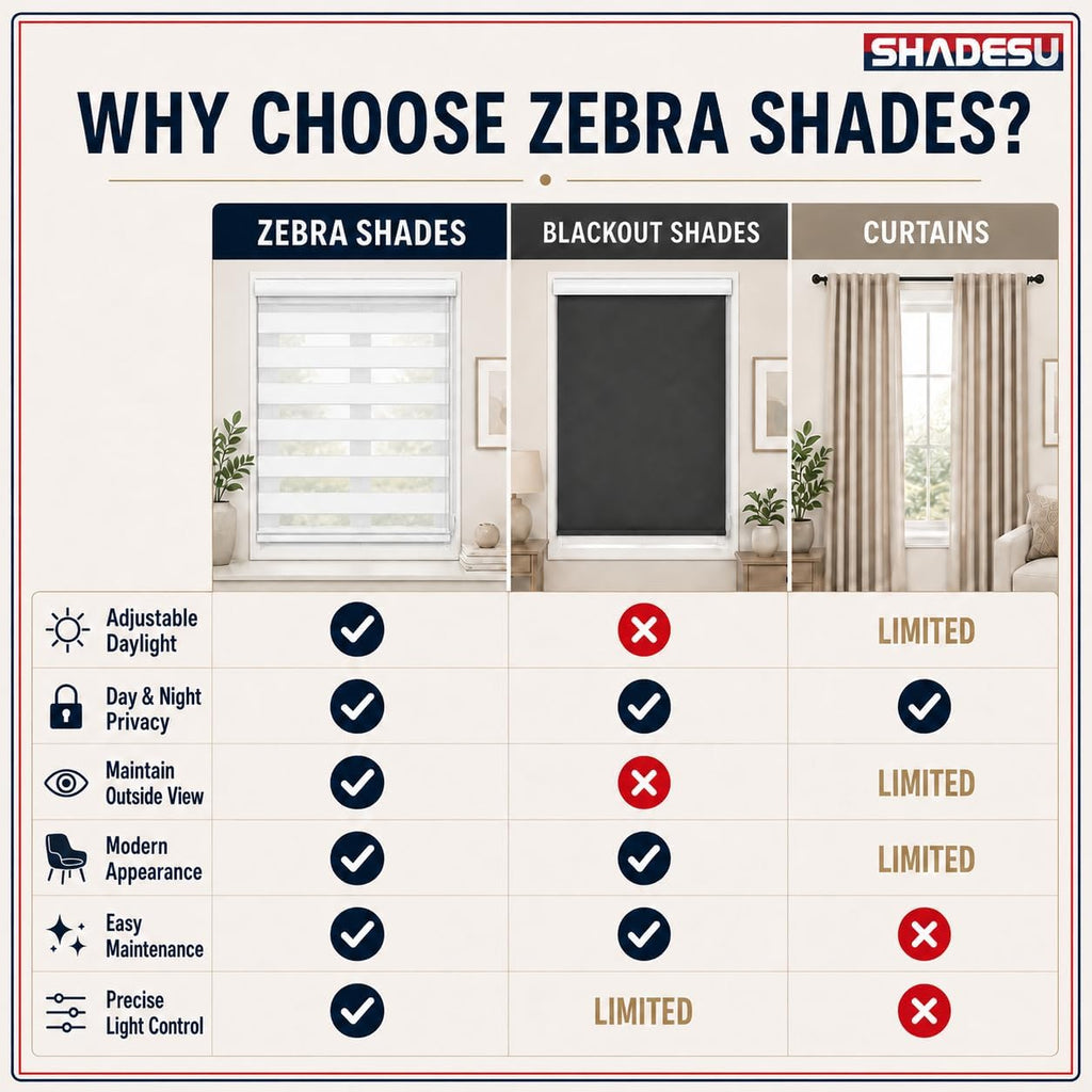 Custom Size Zebra Blinds Windows, White, 21" W x 72" H