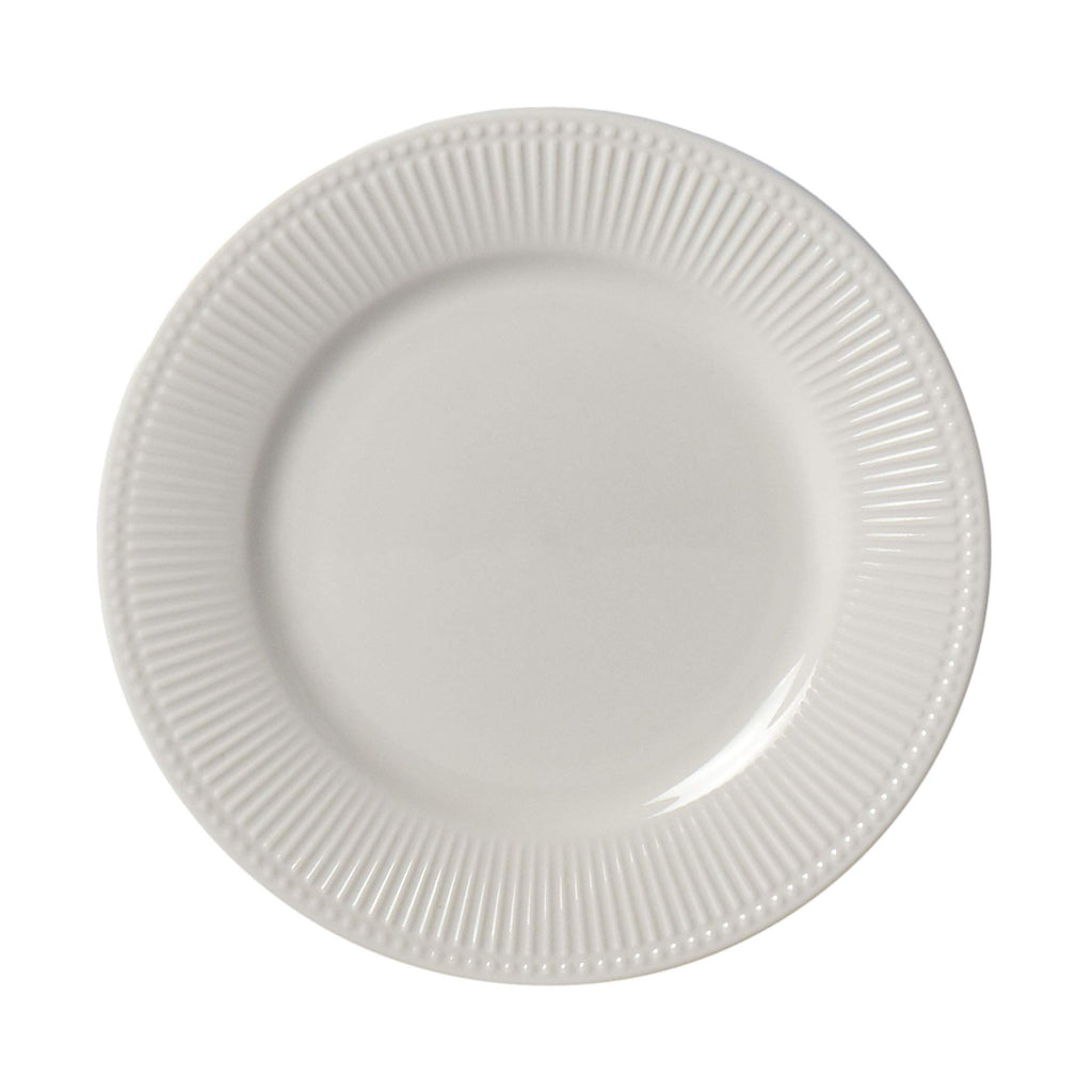 Gallery Embossed Bone White Porcelain Round Dinnerware Collection- Chip Resistant Scratch Resistant, Fleur 16 Piece