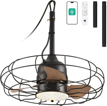 Gazebo Fan,Outdoor Ceiling Fans with Light for Patios and Remote,21'' Wet Rated Outdoor Hanging Fan for Gazebo