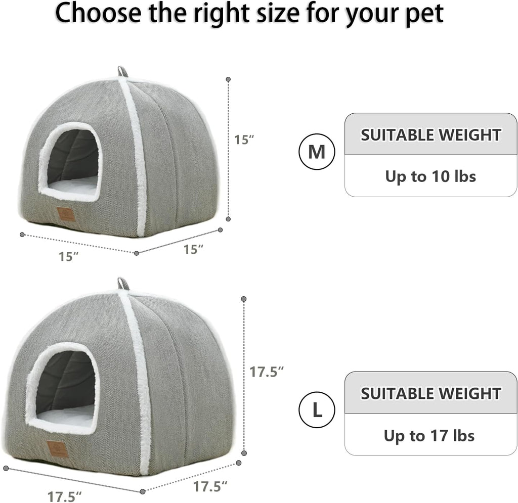 Cat Beds for Indoor Cats-Cat Bed Cave House Tent for Kittens and Small Pets with Washable Cushioned,Soft and Warm