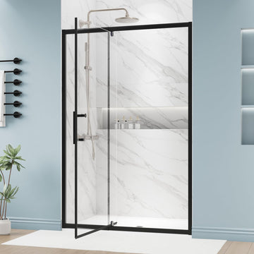 44-48" W x 72" H Pivot Shower Door, Semi-Frameless Glass Shower Door, Water Repellent Swing Shower Door