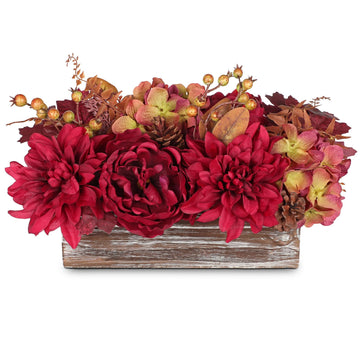 Fall Decor Autumn Harvest Floral Centerpiece with Artificial Peony Chrysanthemum Hydrangea Flowers Berries