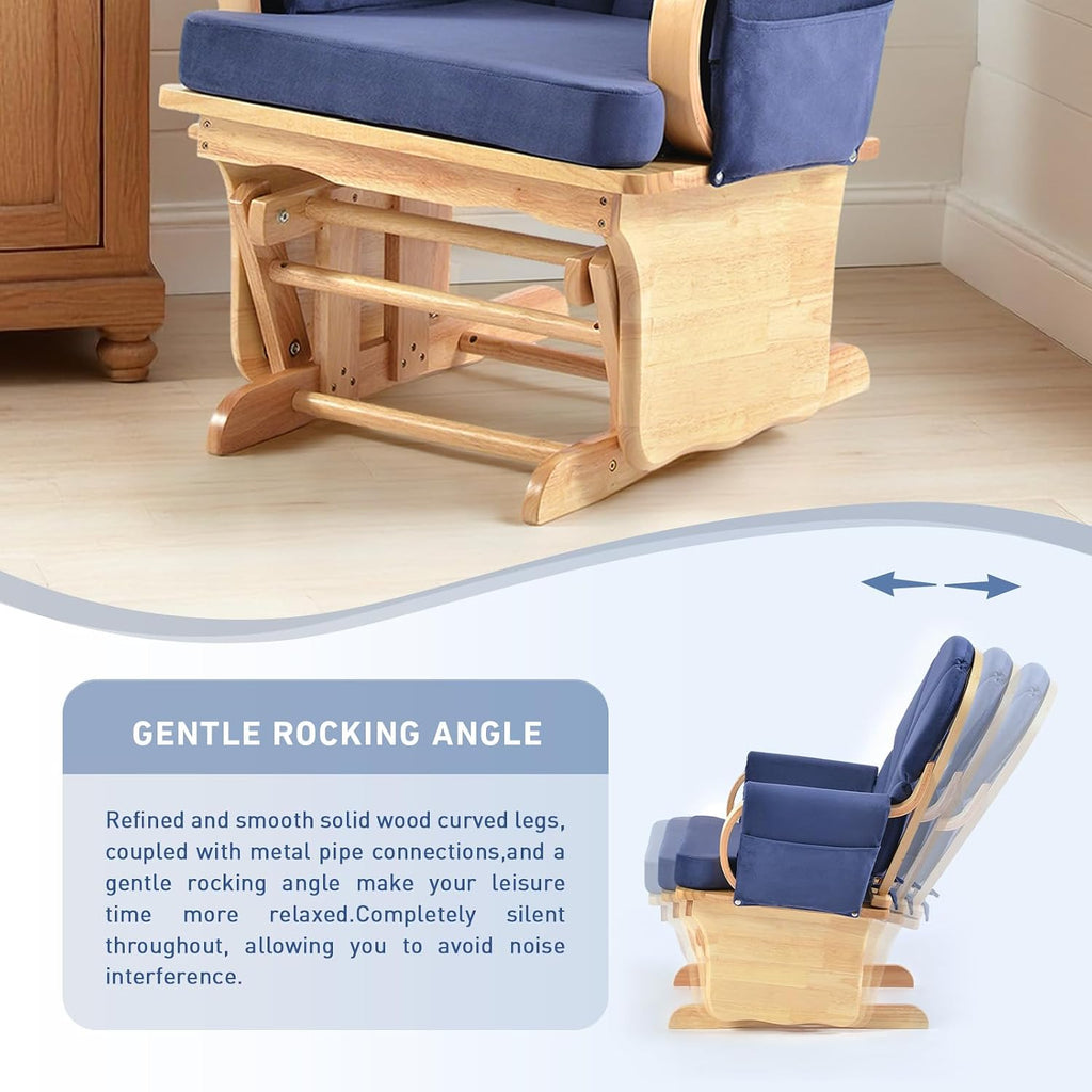 Wood Base Glider Rocker Chair, Baby Feeding and Rocking Chair Nursery Rocking Chairs with Silent Swing Solid Hardwood