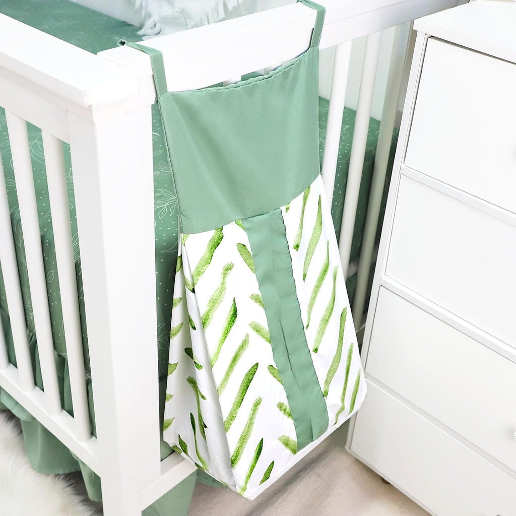 Green Leaf Crib Bedding Set, 4-Piece Baby Boy Bedding Set, Neutral Nursery Bedding Set, Fitted Crib Sheet, Crib