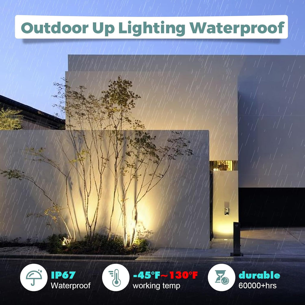 Low Voltage Landscape LED Well Lights, 12V in Ground Lights Outdoor IP67 Waterproof, 5" Tall Wired Landscape Up