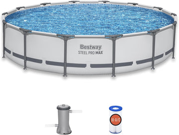 Steel Pro MAX 14' x 33" Round Above Ground Pool Set with Pump | Metal Frame Pool, Corrosion-Resistant Steel