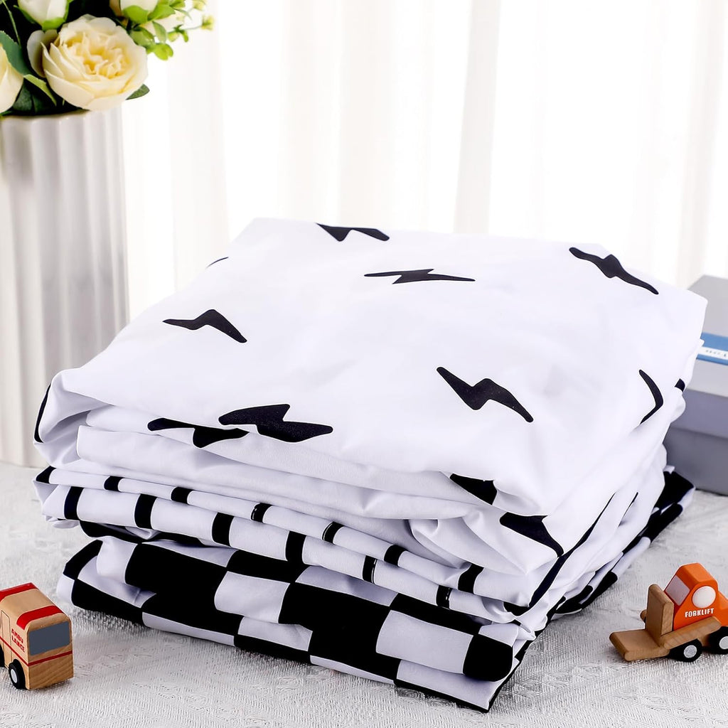 4 Pcs Black and White Crib Sheets for Baby Microfiber Baby Bassinet Soft Sheets Crib 52" x 28" for Standard Cribs