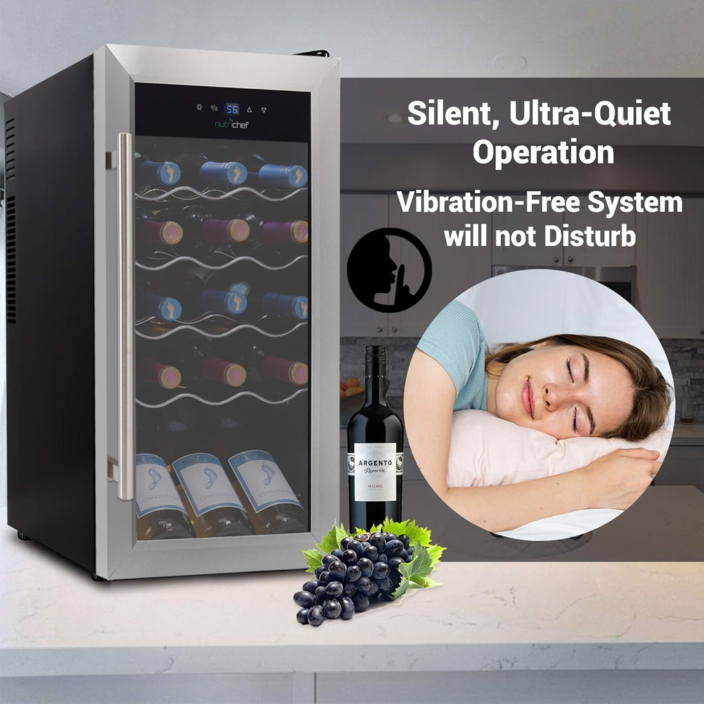 18 Bottle Slim Wine Fridge | Red and White Wine Chiller | Adjustable Temperature