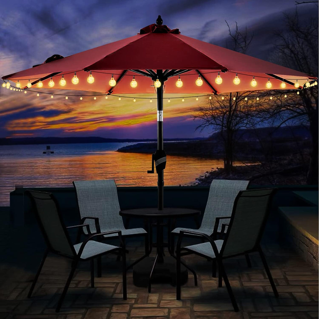 Solar Umbrella Lights Crystal String Lights Solar Powered Waterproof 60 LED Patio Umbrella Lights 8 Lighting Modes