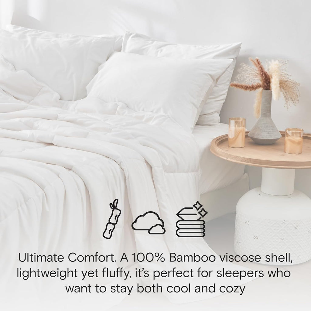 All Season Cooling Comforter, 100% Viscose Derived from Bamboo, Breathable, Lightweight, Soft
