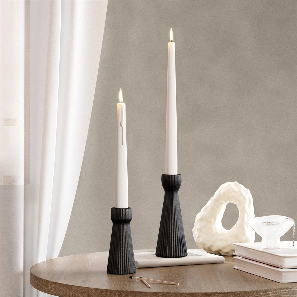 Taper Candle Holders for Candlesticks Ceramic Candle Stick Candle Holder- Set of 2 Decorative Candle Stand for