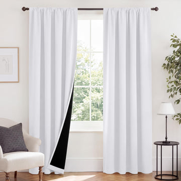 White Blackout Curtains 52 x 84 inches Long 2 Panels