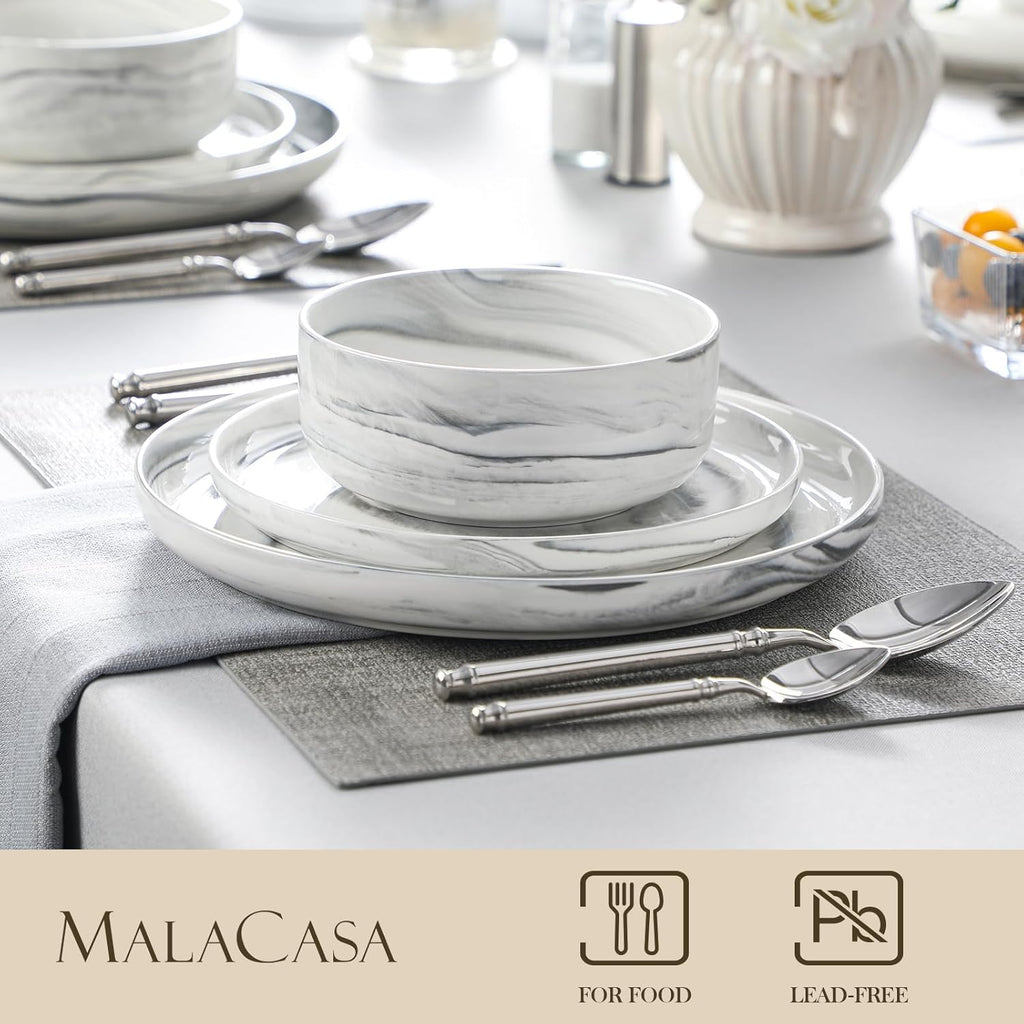 Plates and Bowls Sets, 12 Pieces Porcelain Dinnerware Sets Dishware Sets Chip Resistant Ceramic Dish Set Dining Dinner