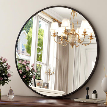 30 Inch Round Mirror-Black Circle Mirrors