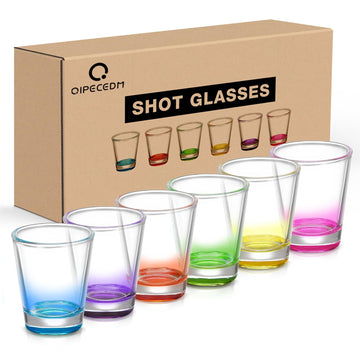 6 Pack Heavy Base Shot Glasses Set, 1.6 oz Colorful Shot Bulk, Clear Shot Glass, Tequila Cups Small Glass, Shot