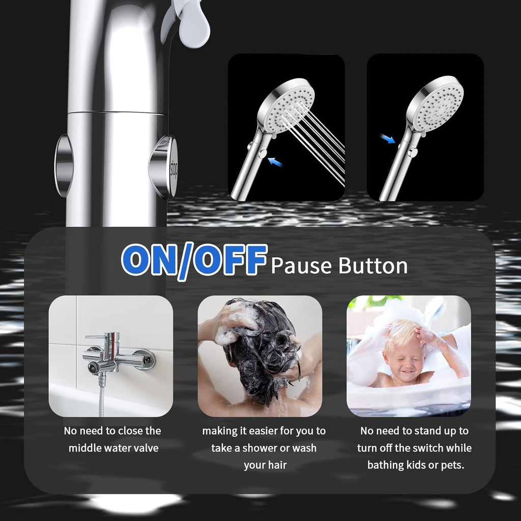 Shower Head with Handheld, High Pressure Handheld Shower Head with 80" Extra Long Stainless Steel Hose & Adjustable