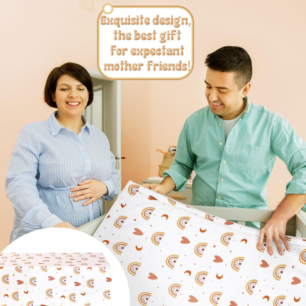 3 Pcs Boho Crib Bedding Set Rainbow, Comforter Sheet