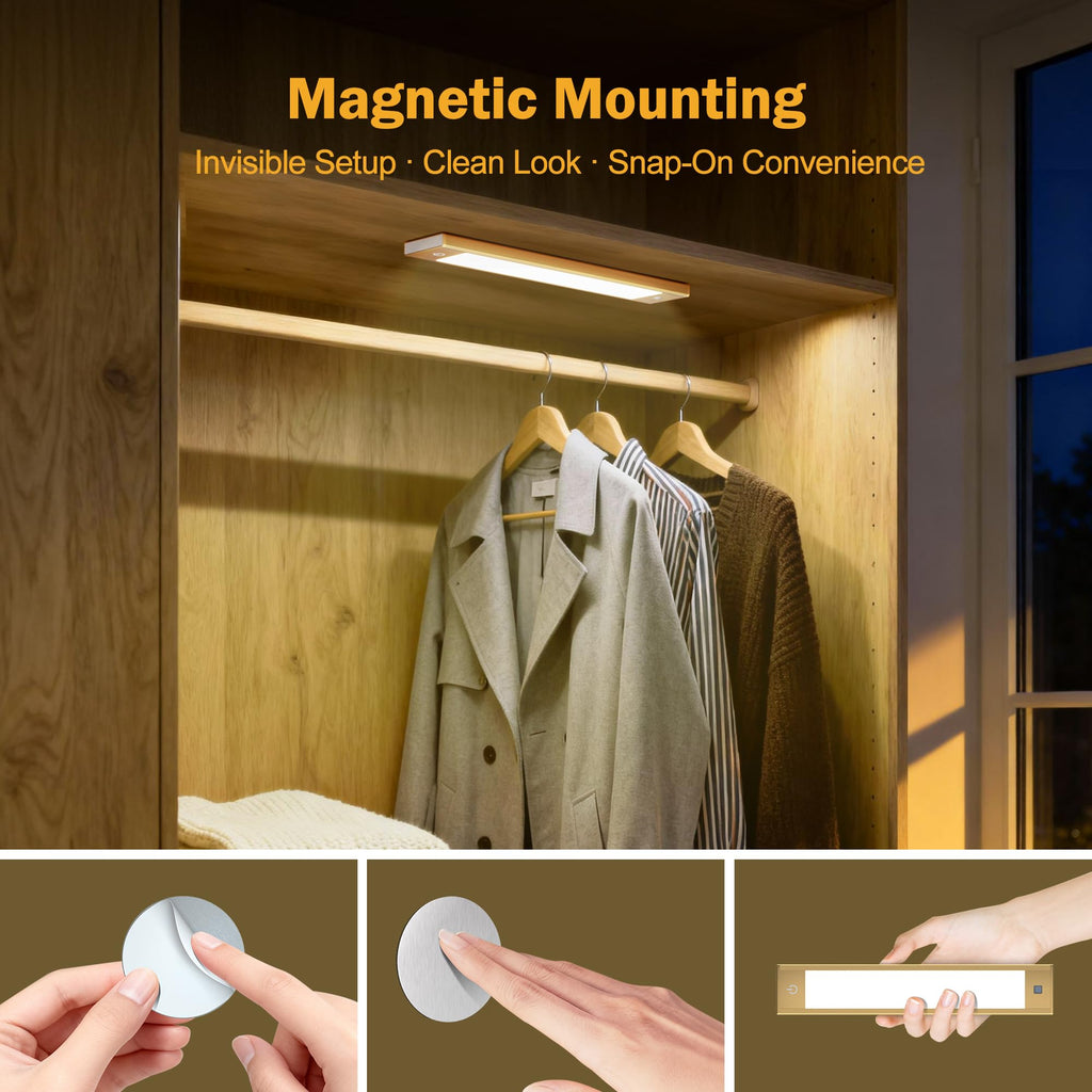 Motion Sensor Cabinet Light, Rechargeable, Dimmable, 2Pcs, 9in