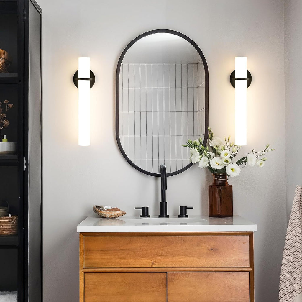18 Inch Wall Sconces Set of Two, Black Bathroom Sconces 18W 2700K-5000K LED Dimmable Modern Wall Sconces with Acrylic