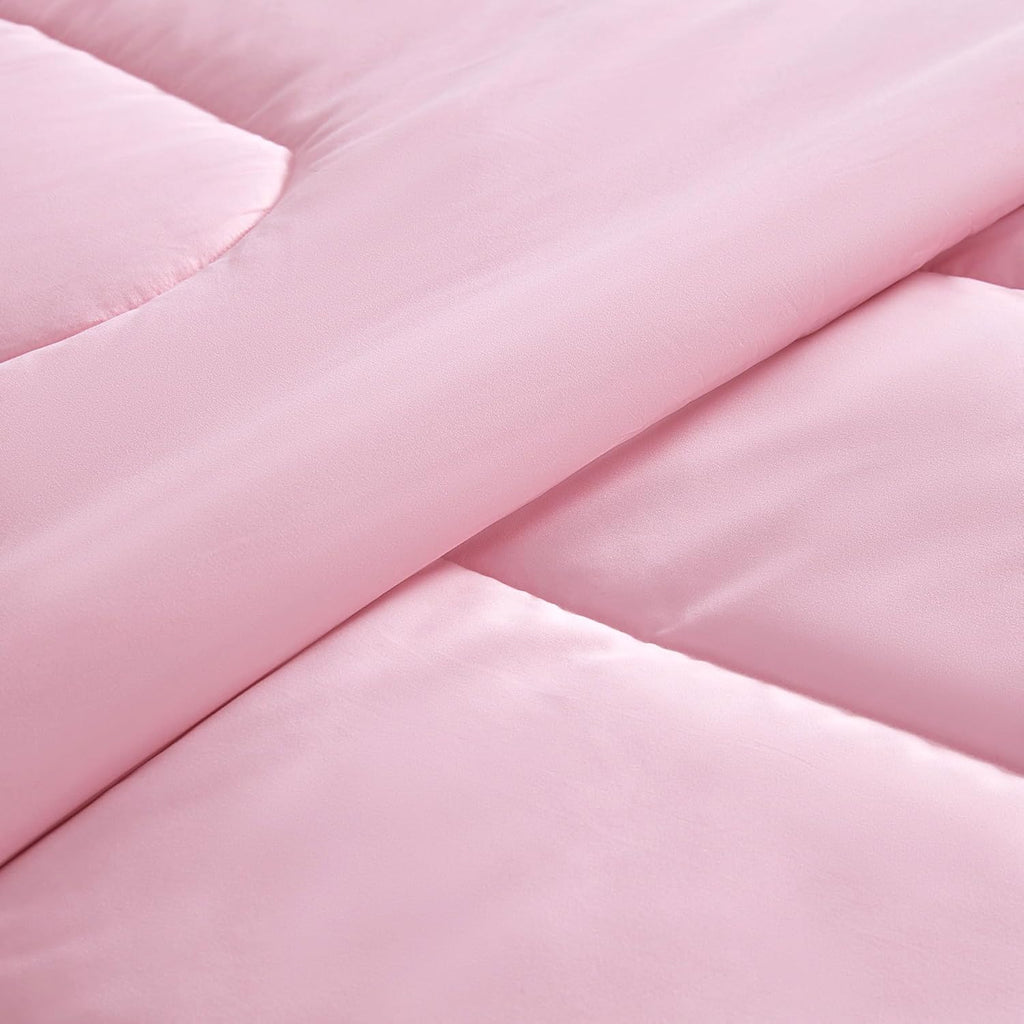 Kids Pink Bedding Comforter Set Full/Queen - Super Soft & Cute Printed 3-Piece Comforter Set All Seasons for Girls - Set of 2