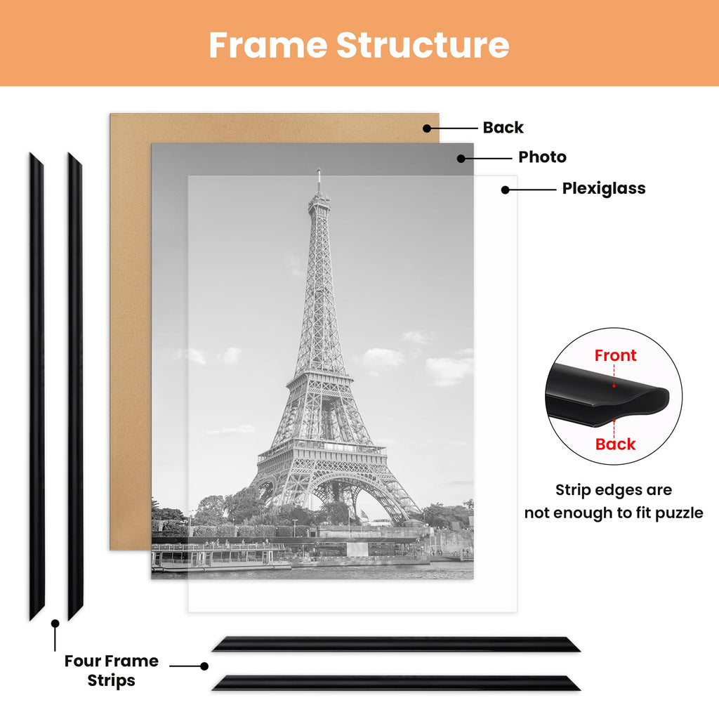 22x28 Poster Frame, Easy Slide-In Assembly, Black, 3 Pack