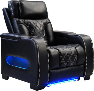 Electric Power Recliner Chair, PU Leather Home Theater Seating with Power Headrest