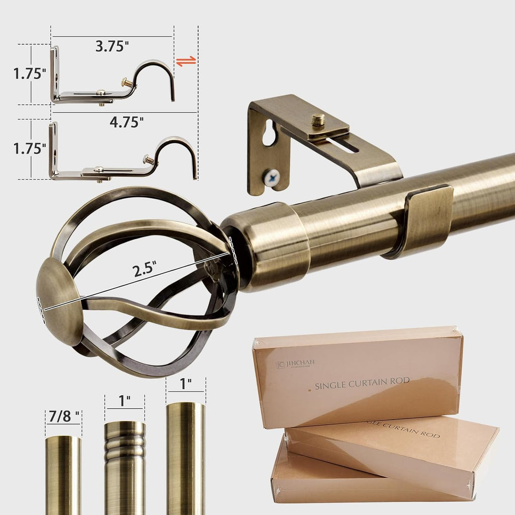 1 Inch Diameter Adjustable Small Curtain Rods for Windows 18 to 45 Inch, Fall Decor Heavy Duty Short Curtain Rod with