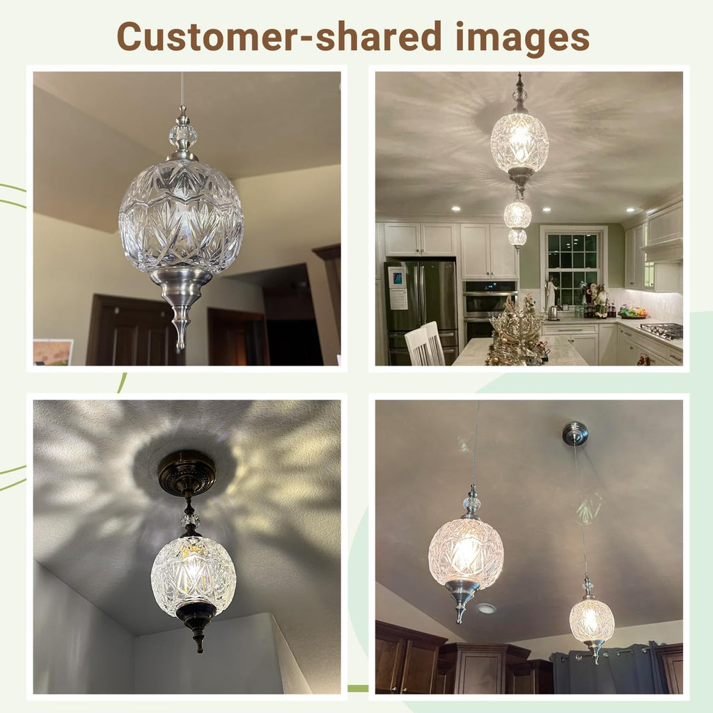 Vintage Pendant Lights Kitchen Island Set of 2, Brass Bathroom Pendant Light with Small Detachable Glass, Modern